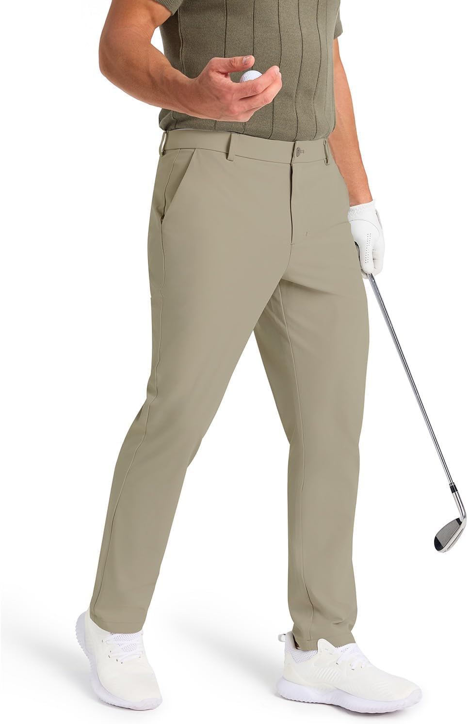 Mens Classic Fit Golf Pants Stretch Work Dress Pants 30''/32''/34'' Lightweight Casual Pants with Pockets