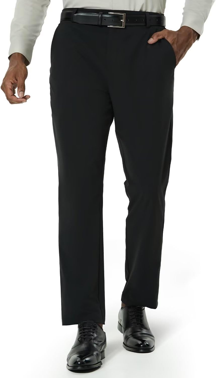 Mens Classic Fit Golf Pants Stretch Work Dress Pants 30''/32''/34'' Lightweight Casual Pants with Pockets