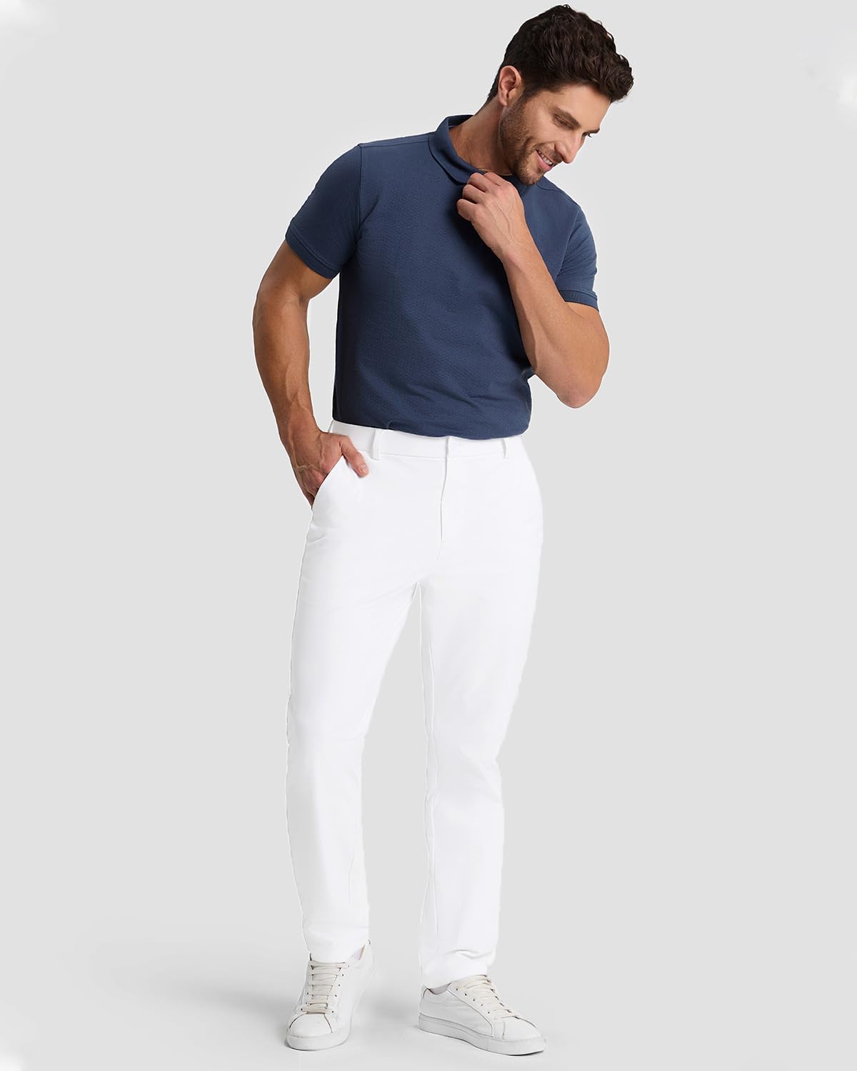 Mens Classic Fit Golf Pants Stretch Work Dress Pants 30''/32''/34'' Lightweight Casual Pants with Pockets