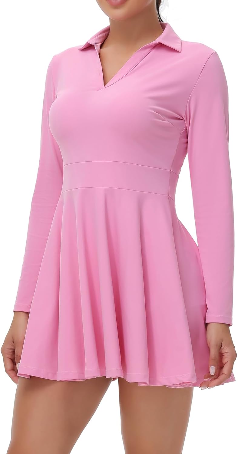 Cute Golf Tennis Dress Workout Athletic Dresses for Women with Shorts Pockets 2 Piece Sets Outfits Summer Clothes