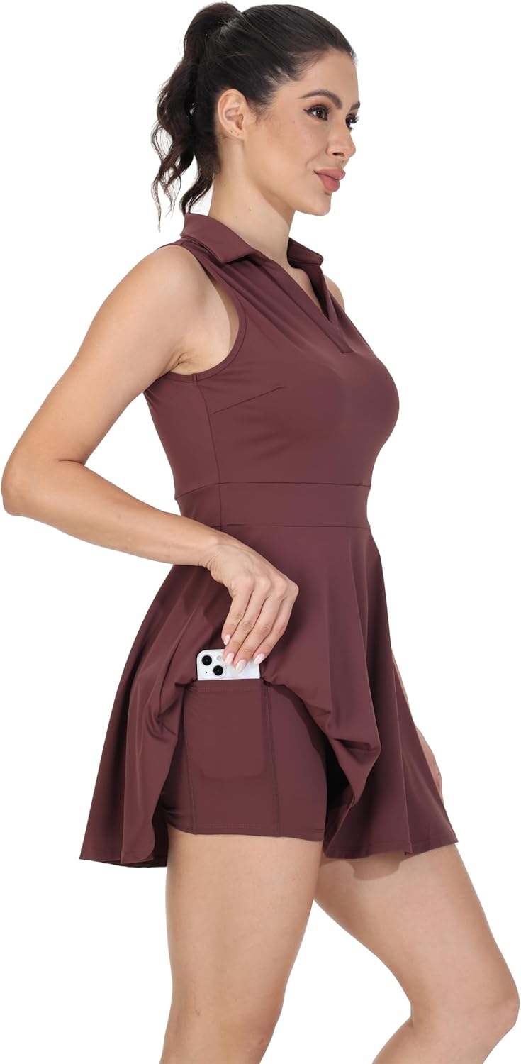 Cute Golf Tennis Dress Workout Athletic Dresses for Women with Shorts Pockets 2 Piece Sets Outfits Summer Clothes