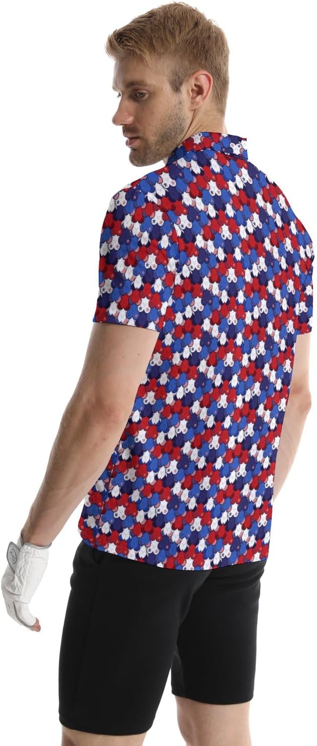 Golf Polos for Men Funny Moisture Wicking Golf Shirts Performance Quick-Dry Polo Shirts Short Sleeve