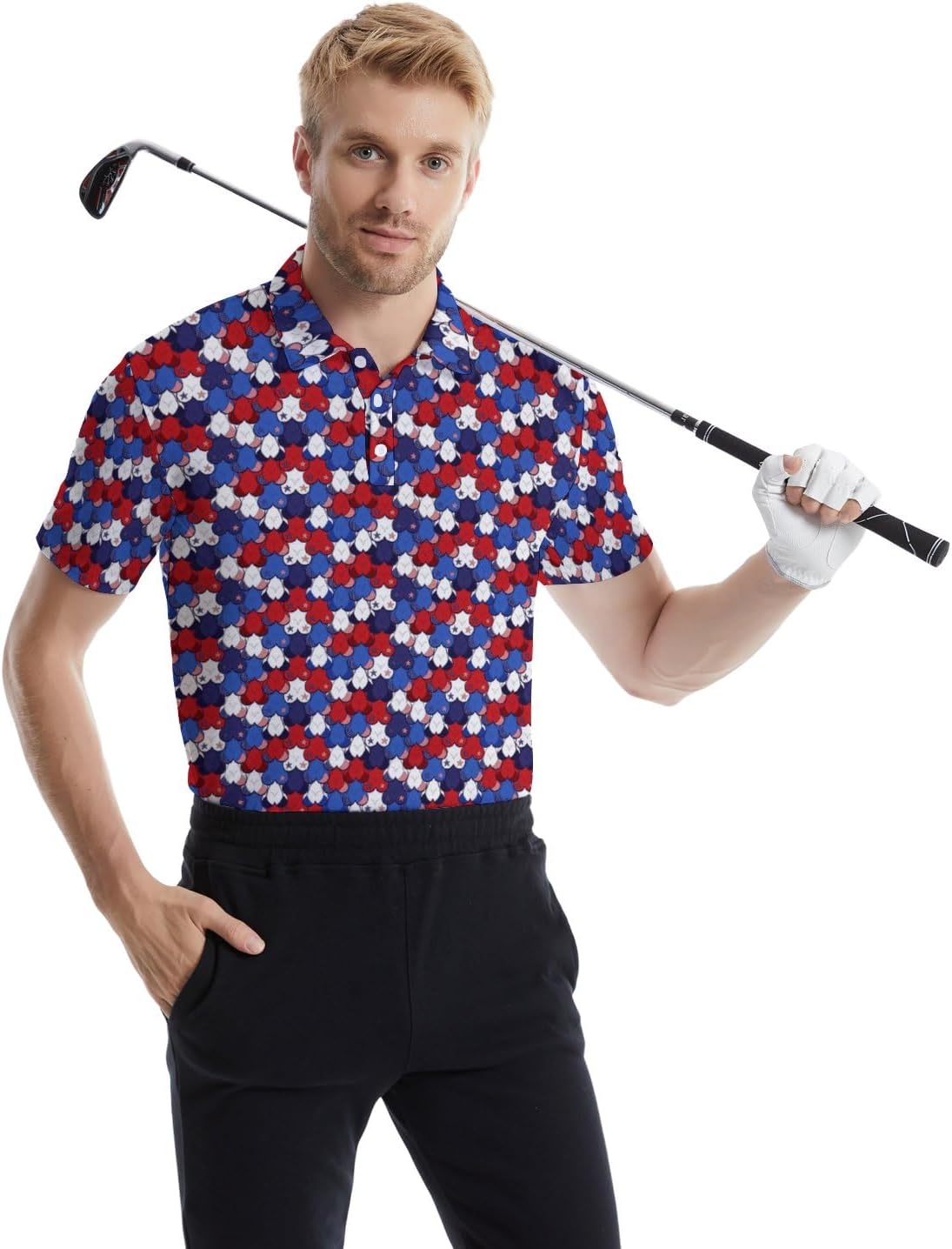 Golf Polos for Men Funny Moisture Wicking Golf Shirts Performance Quick-Dry Polo Shirts Short Sleeve