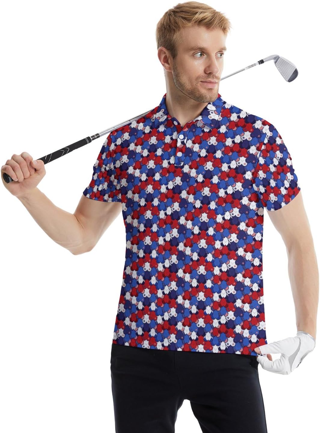 Golf Polos for Men Funny Moisture Wicking Golf Shirts Performance Quick-Dry Polo Shirts Short Sleeve