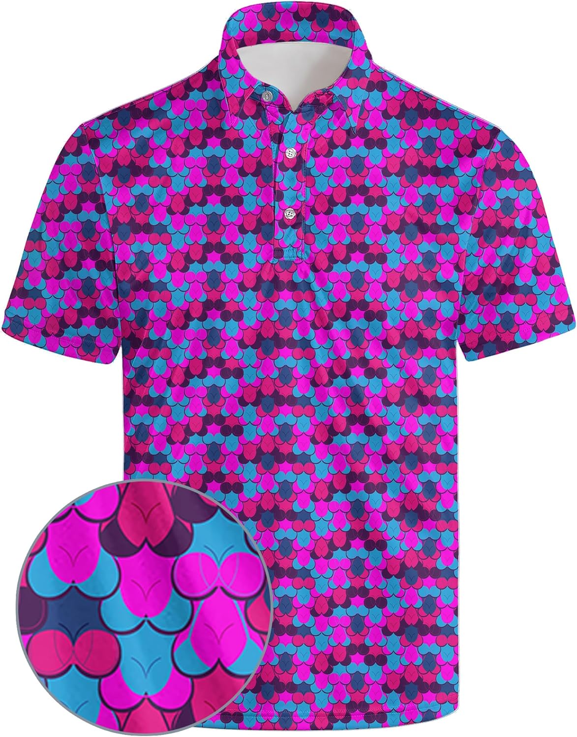 Golf Polos for Men Funny Moisture Wicking Golf Shirts Performance Quick-Dry Polo Shirts Short Sleeve