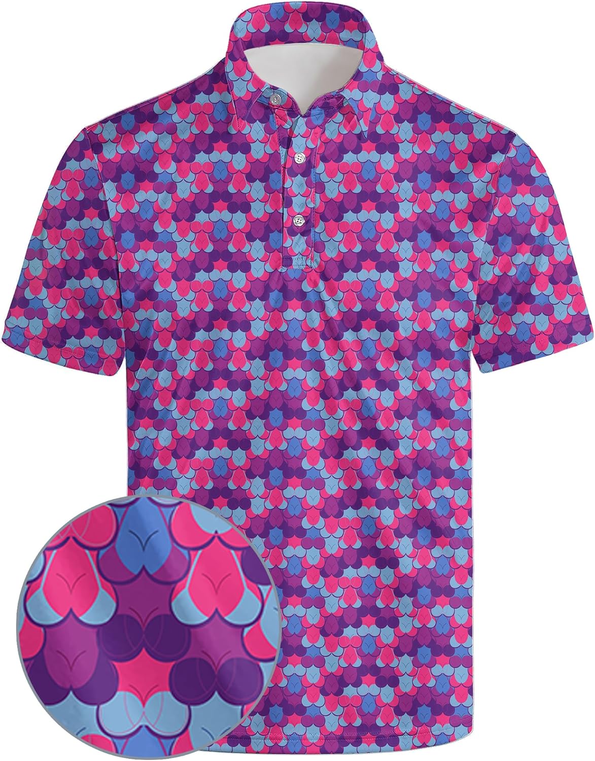 Golf Polos for Men Funny Moisture Wicking Golf Shirts Performance Quick-Dry Polo Shirts Short Sleeve