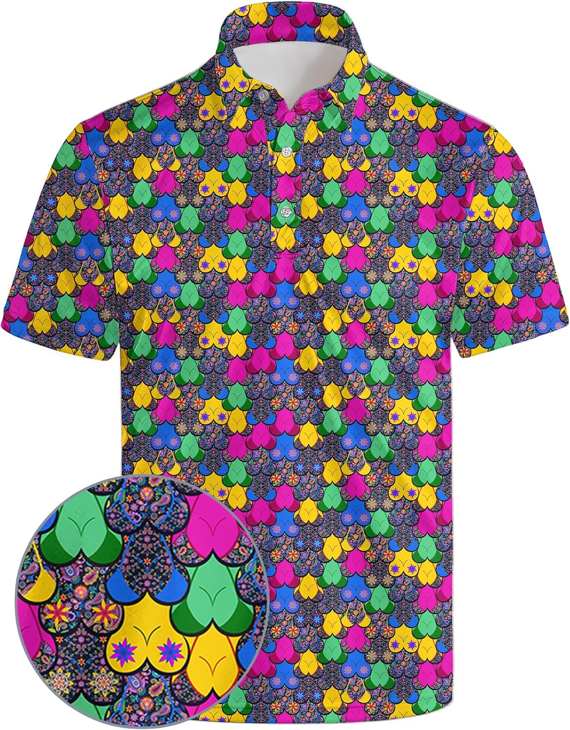 Golf Polos for Men Funny Moisture Wicking Golf Shirts Performance Quick-Dry Polo Shirts Short Sleeve