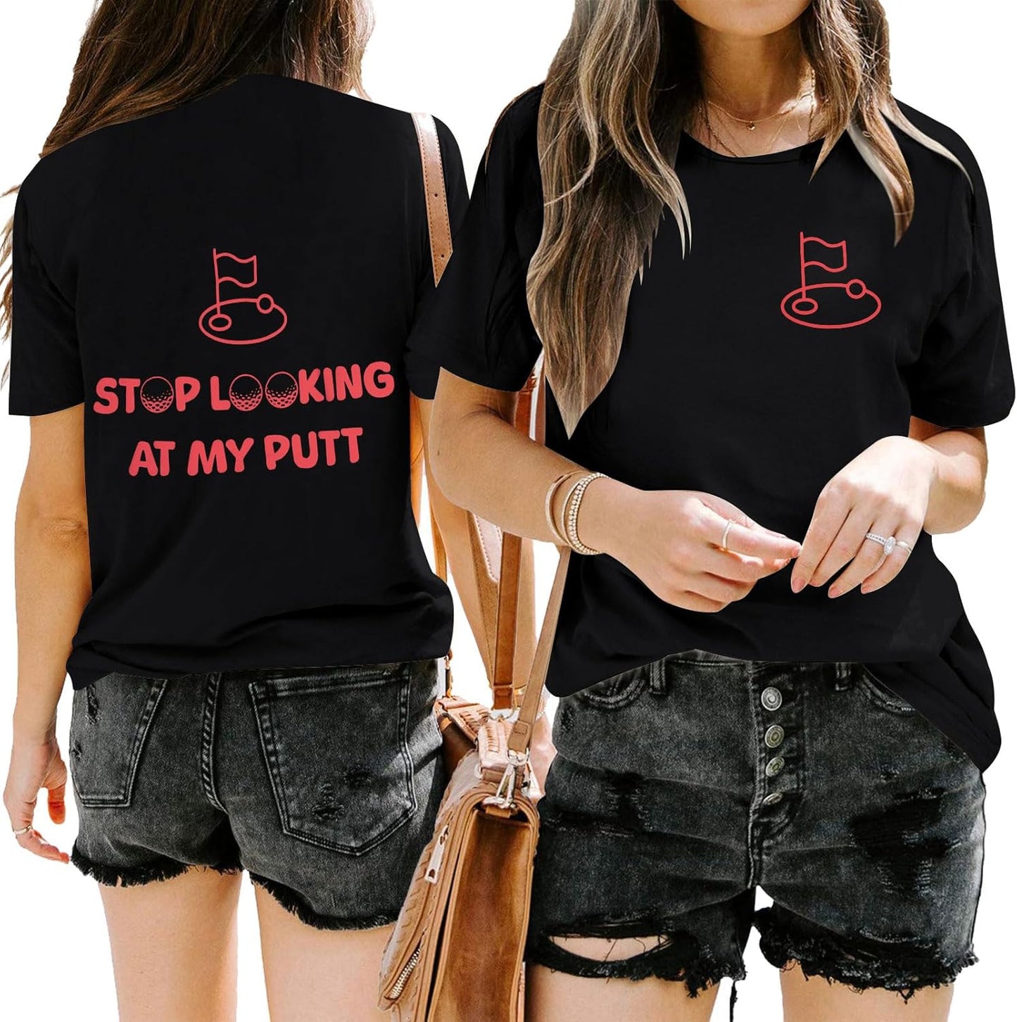 Funny Golf Tshirts Women Stop Looking at My Putt Golf Golfer T Shirt Golfing Season Party Golf Lover Graphic Tops