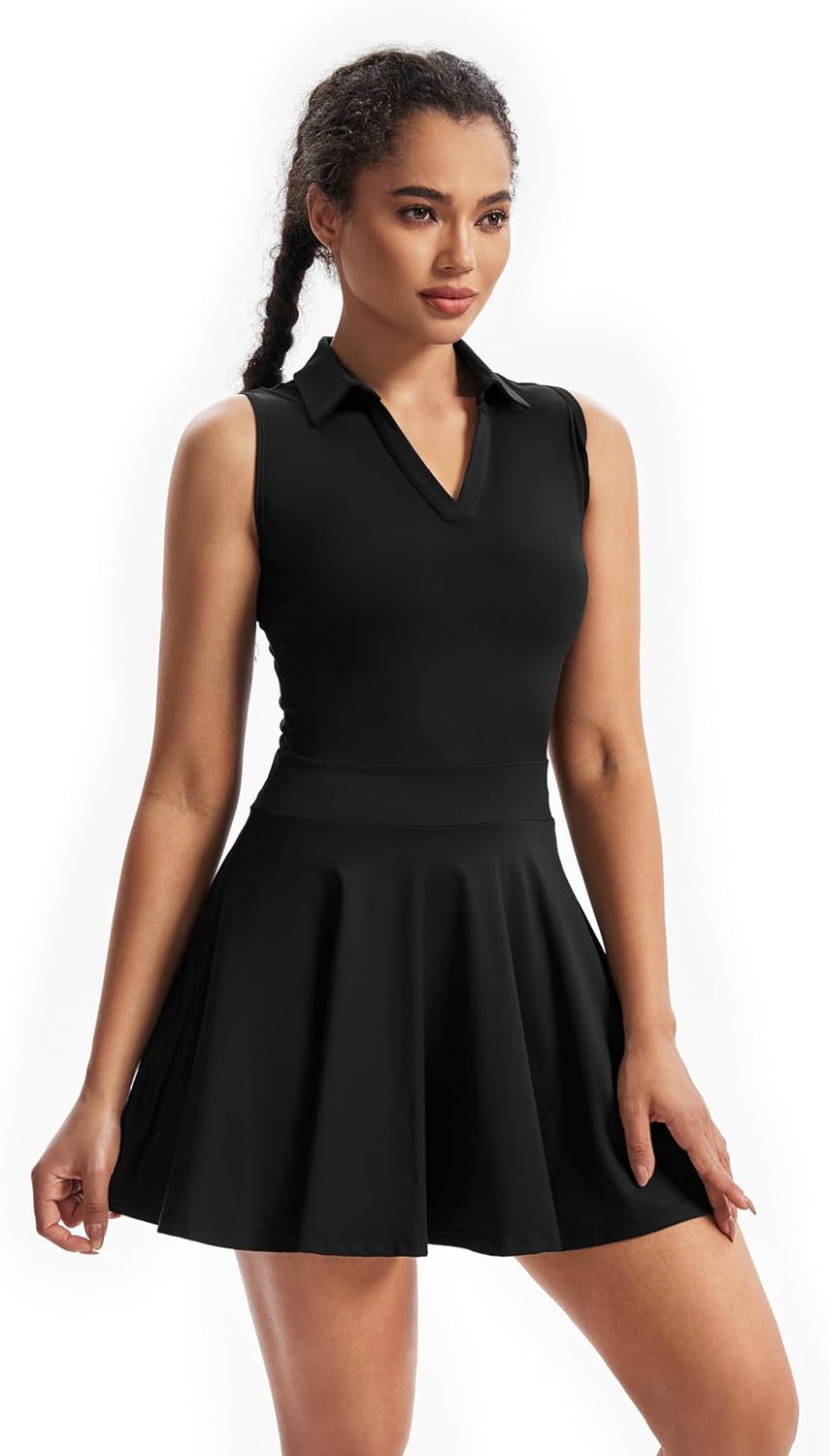 Cute Golf Tennis Dress Workout Athletic Dresses for Women with Shorts Pockets 2 Piece Sets Outfits Summer Clothes